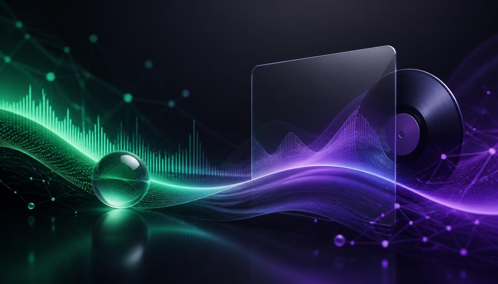 Abstract green-to-purple soundwave and vinyl record representing a modern music promotion strategy