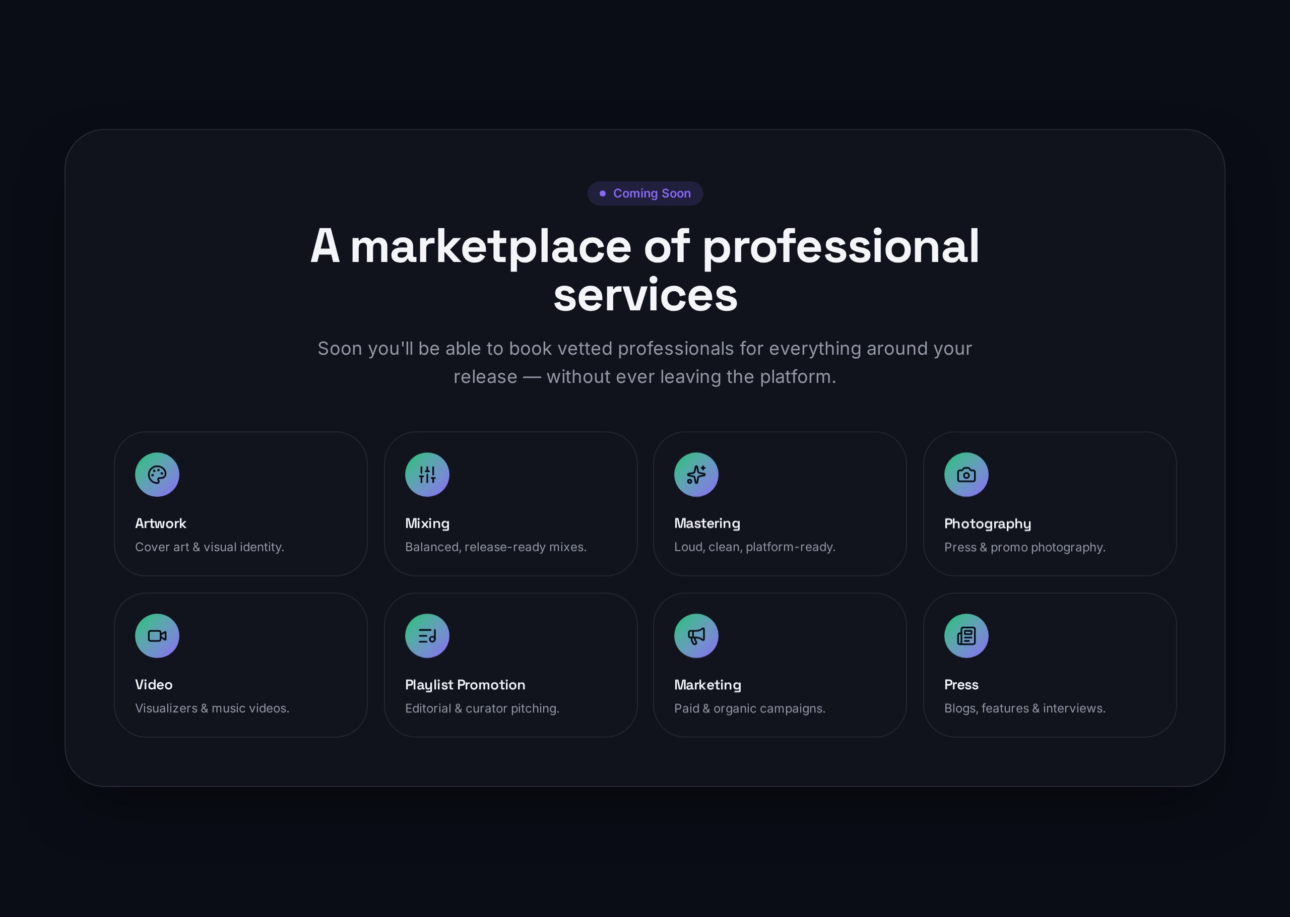 The Musical Road marketplace showing a list of verified music curators and press contacts.